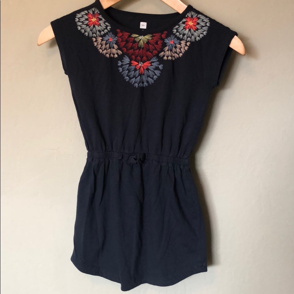 Tea collection dress with floral embroidery
